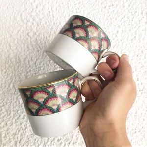 Vintage Seashell Gold Rim Mugs Set of 2